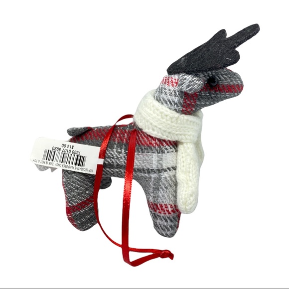 Holiday Lane Plaid Fabric Deer Ornament For Christmas Tree - Picture 3 of 5